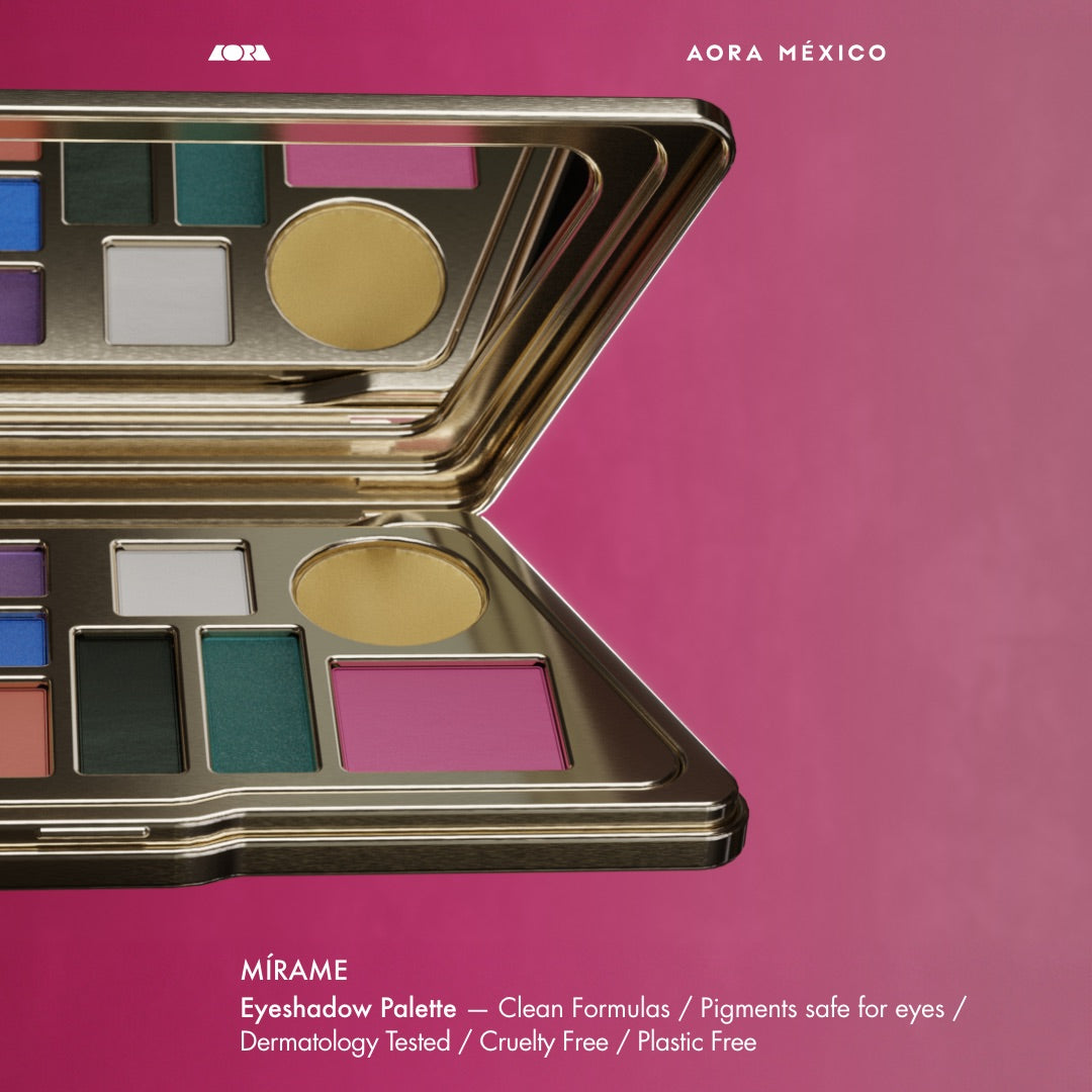 MIRAME - AORA MÉXICO makeup - Paleta de maquillaje para ojos Eyeshadow palette - clean formulas - cruelty free - plastic free